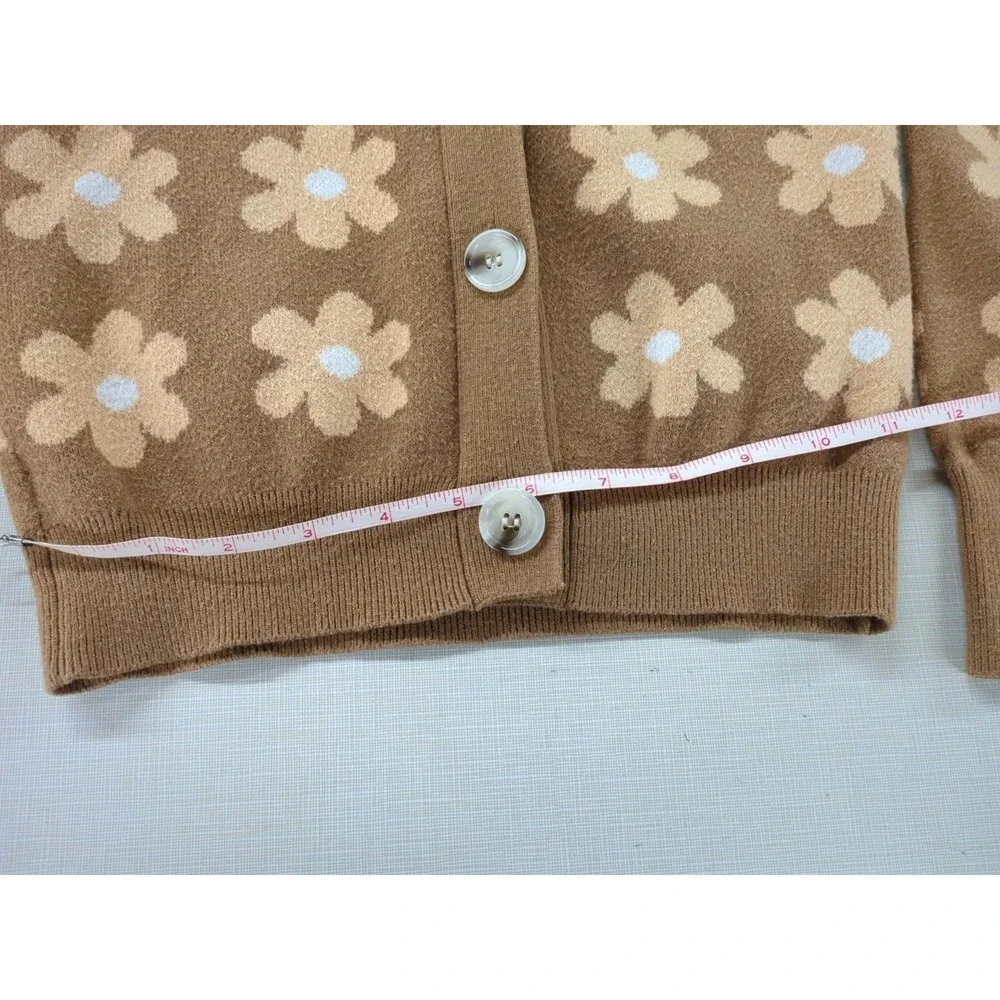 Wind & Willow Brown Cardigan With Daisy Pattern Size Xs - Picture 9 of 9